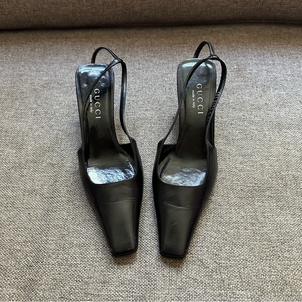 Vintage Gucci by Tom Ford square toe crystal G heels